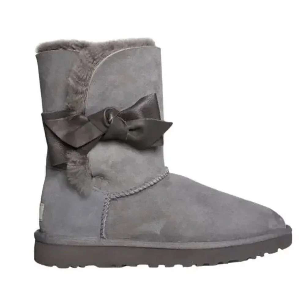 UGG Grey Daelynn Boots Shearling Suede Size 10